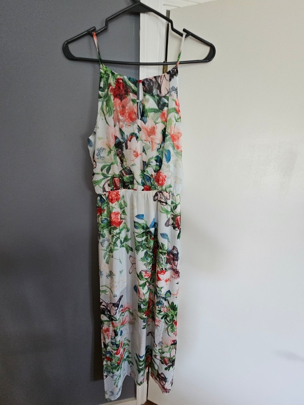 Floral Print White Maxi Dress